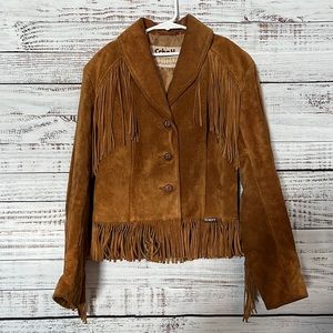 Schotts NYC Womens Western Fringe Suede Jacket